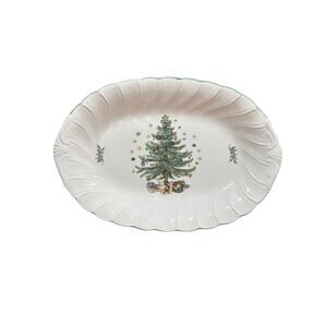 Nikko Japan Oval Christmas Tree Deep Serving Platter